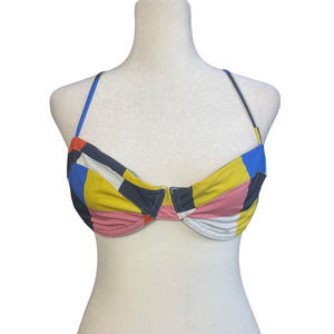 Cala de la Cruz Carlota Check-Print Jersey Bikini Top‎ Women's Medium Beach Pool